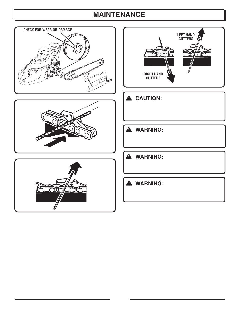 Maintenance, Caution, Warning | Homelite UT10947E User Manual | Page 27 / 36