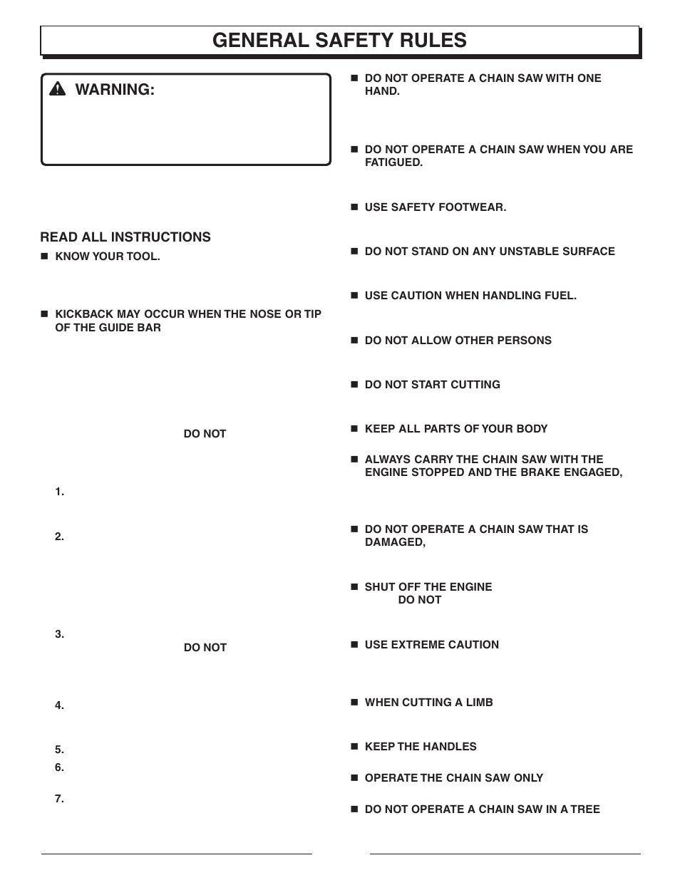 General safety rules, Warning | Homelite UT10947E User Manual | Page 3 / 36