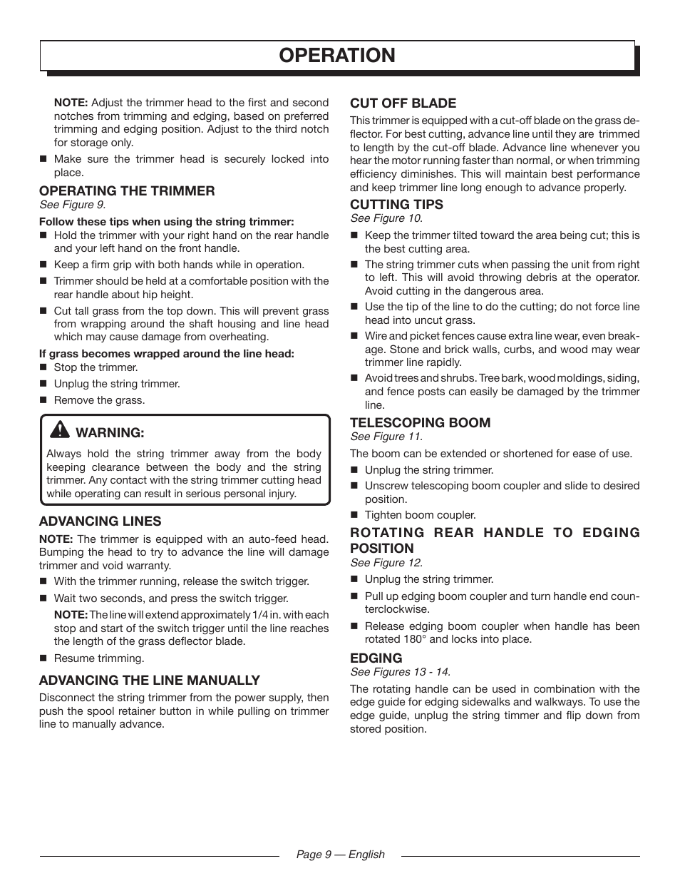 Operation | Homelite UT41120 User Manual | Page 13 / 40
