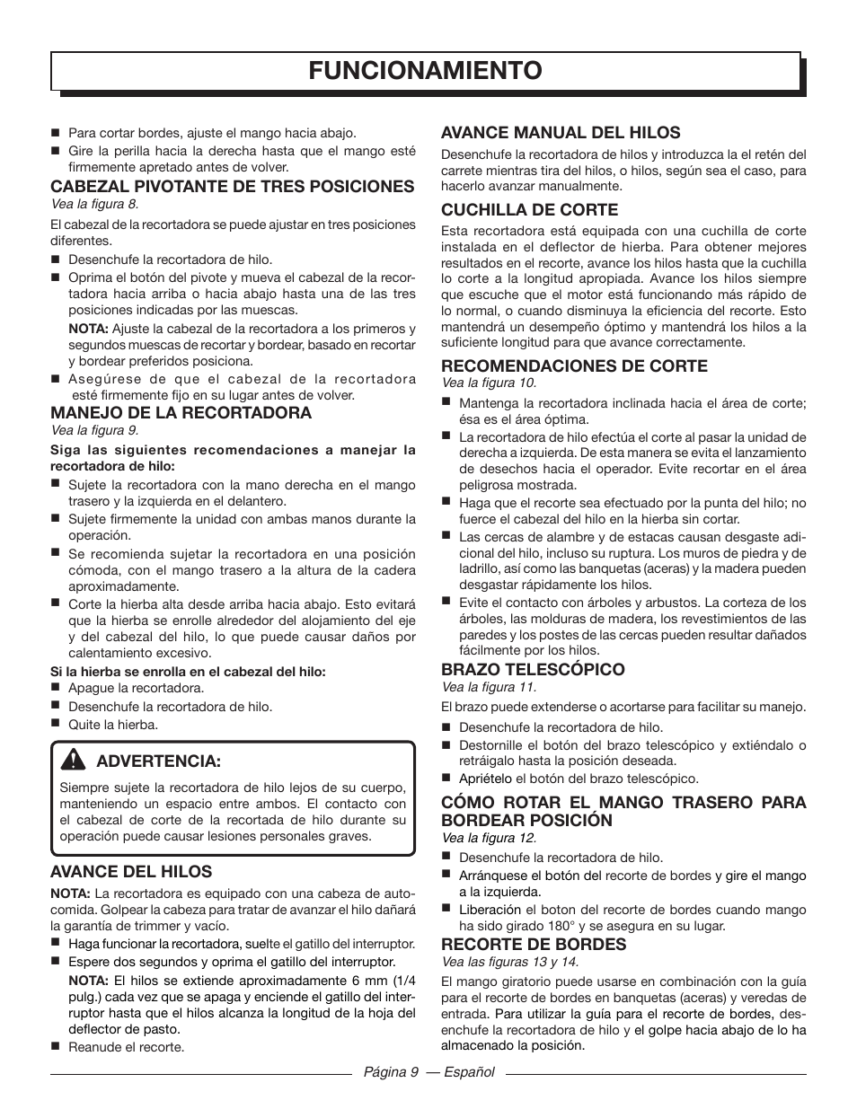 Funcionamiento | Homelite UT41120 User Manual | Page 35 / 40