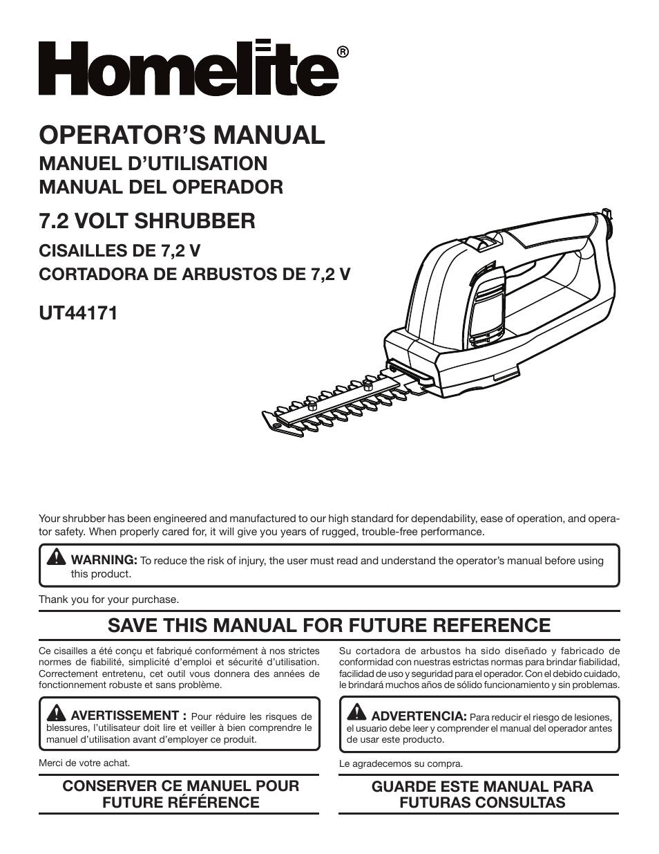 Homelite UT44171 User Manual | 42 pages