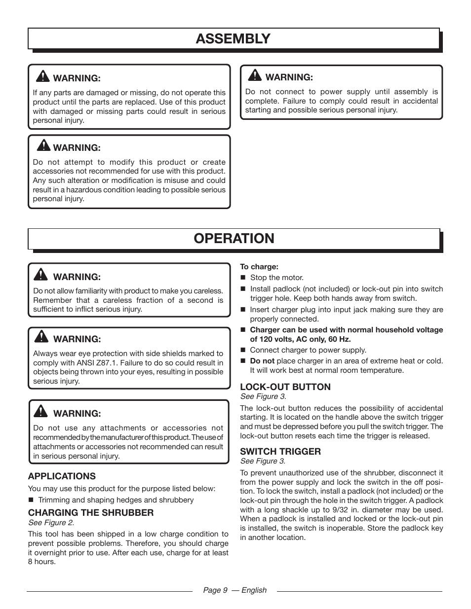 Operation, Assembly | Homelite UT44171 User Manual | Page 11 / 42