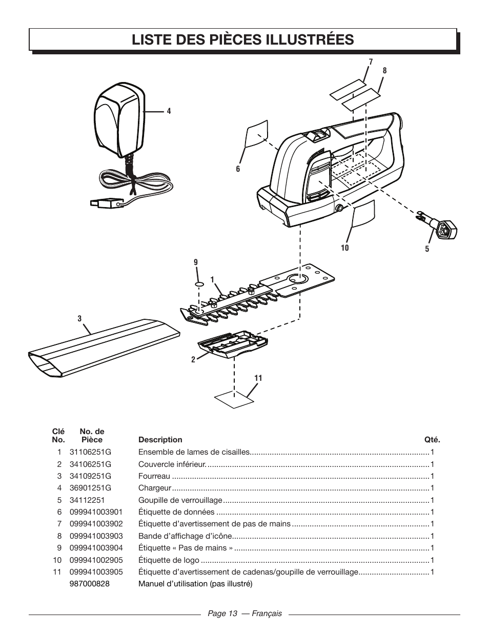 Liste des pièces illustrées | Homelite UT44171 User Manual | Page 27 / 42