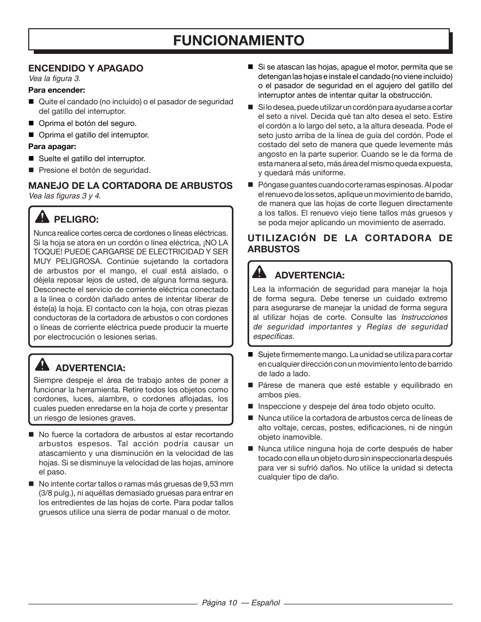 Funcionamiento | Homelite UT44171 User Manual | Page 36 / 42