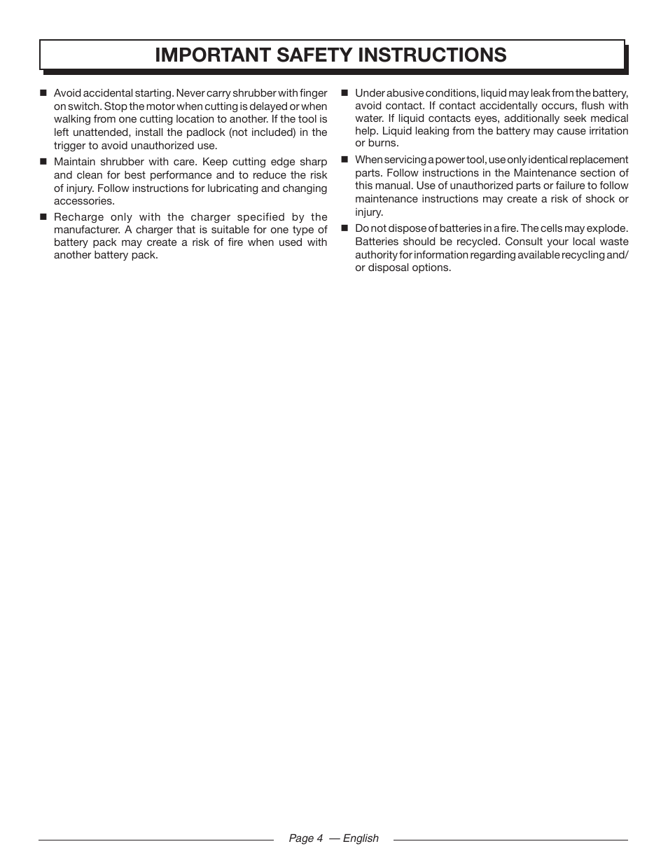 Important safety instructions | Homelite UT44171 User Manual | Page 6 / 42