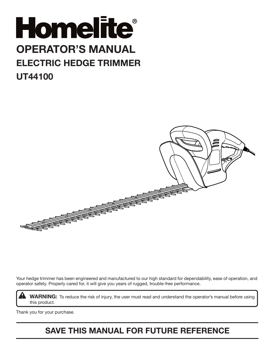 Homelite UT 44100 User Manual | 14 pages