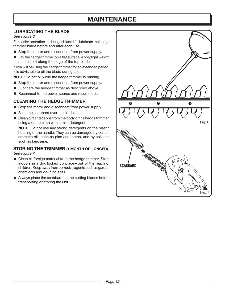 Maintenance | Homelite UT 44100 User Manual | Page 12 / 14