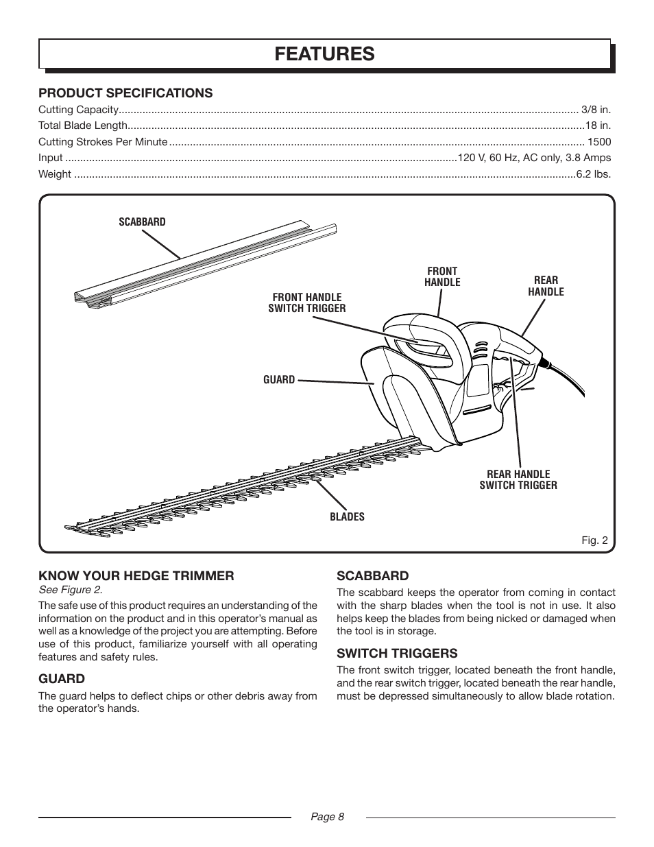 Features | Homelite UT 44100 User Manual | Page 8 / 14