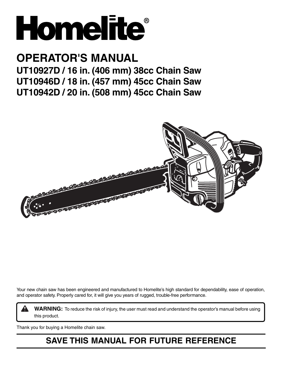 Homelite UT10942D User Manual | 36 pages