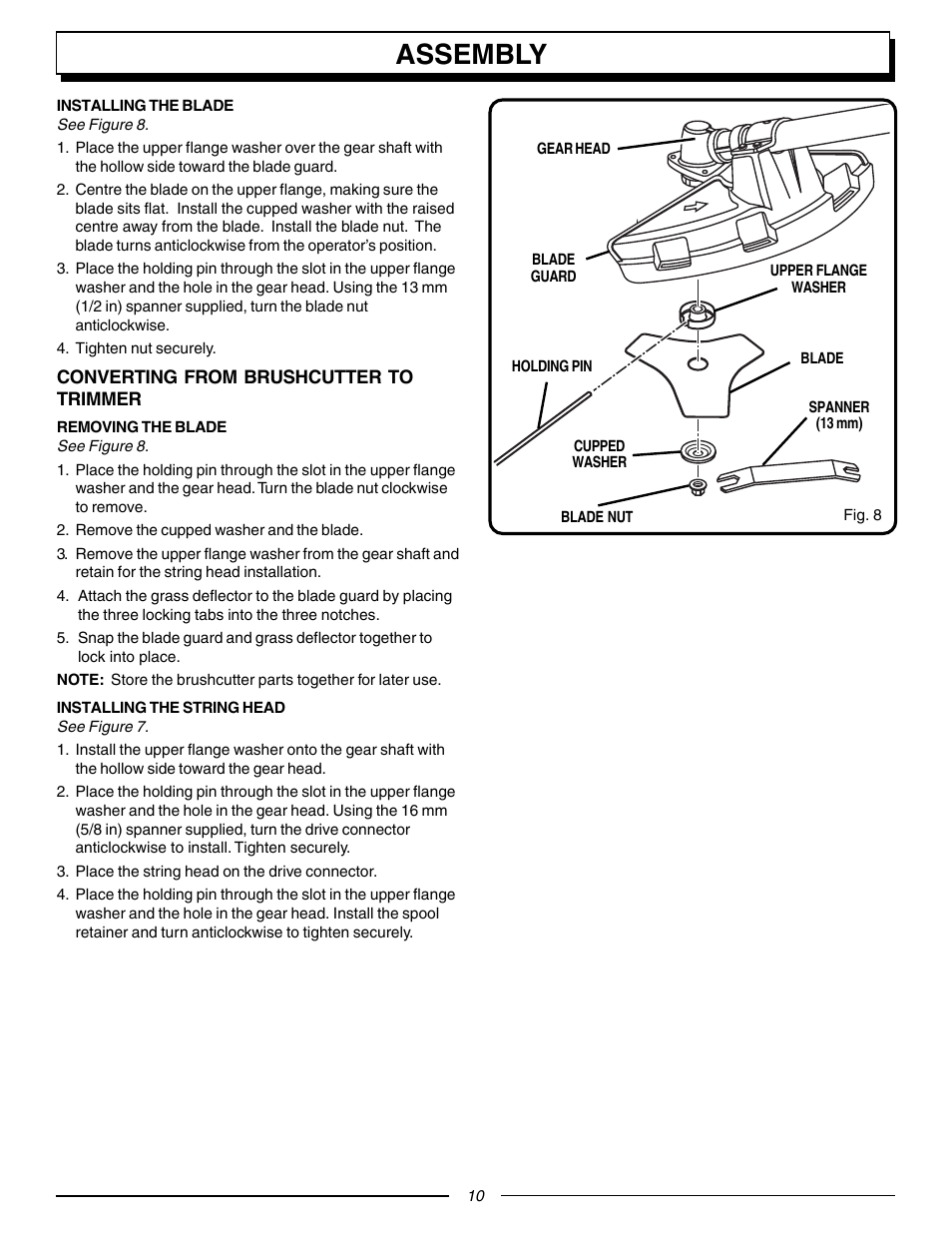 Assembly | Homelite F3055 User Manual | Page 10 / 22