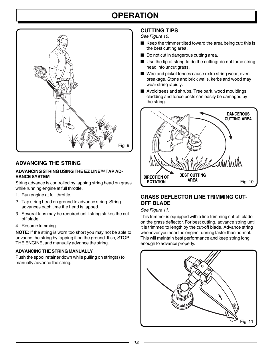 Operation | Homelite F3055 User Manual | Page 12 / 22