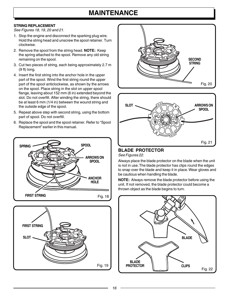 Maintenance | Homelite F3055 User Manual | Page 16 / 22