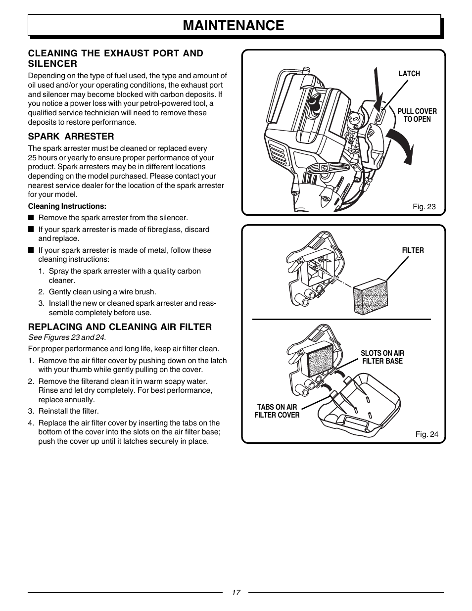 Maintenance | Homelite F3055 User Manual | Page 17 / 22