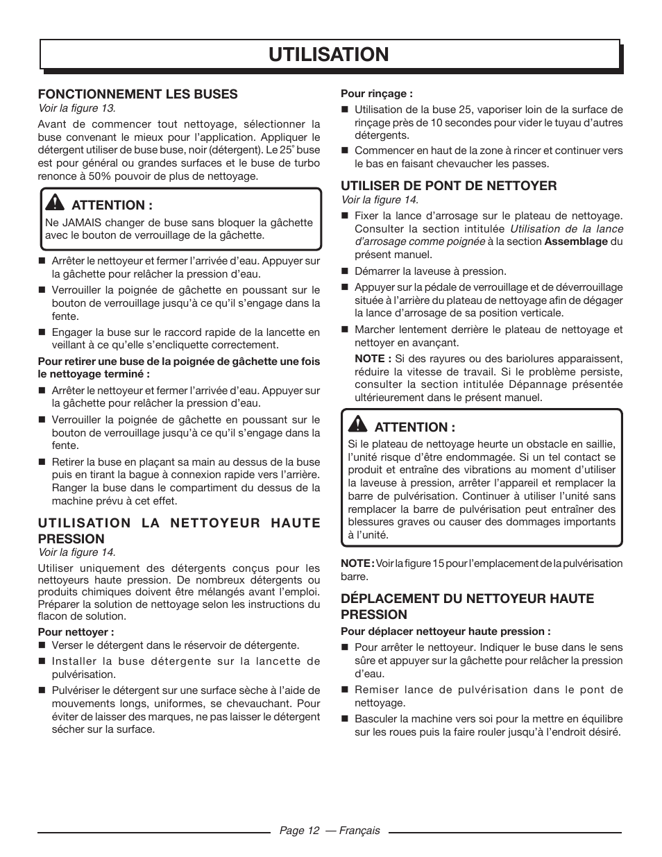 Utilisation | Homelite HL80215 User Manual | Page 27 / 46
