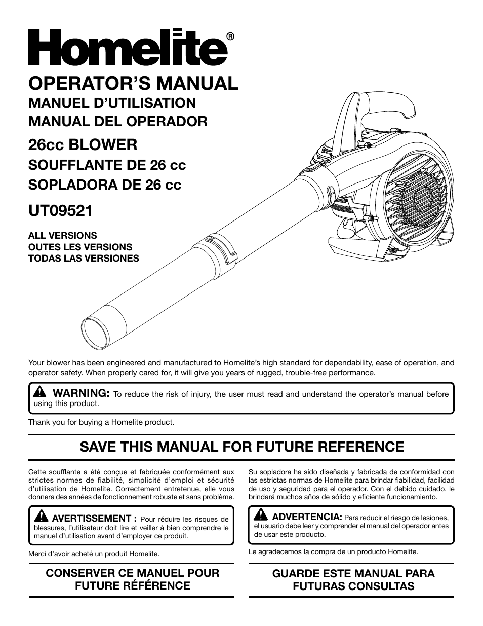 Homelite UT09521 User Manual | 42 pages