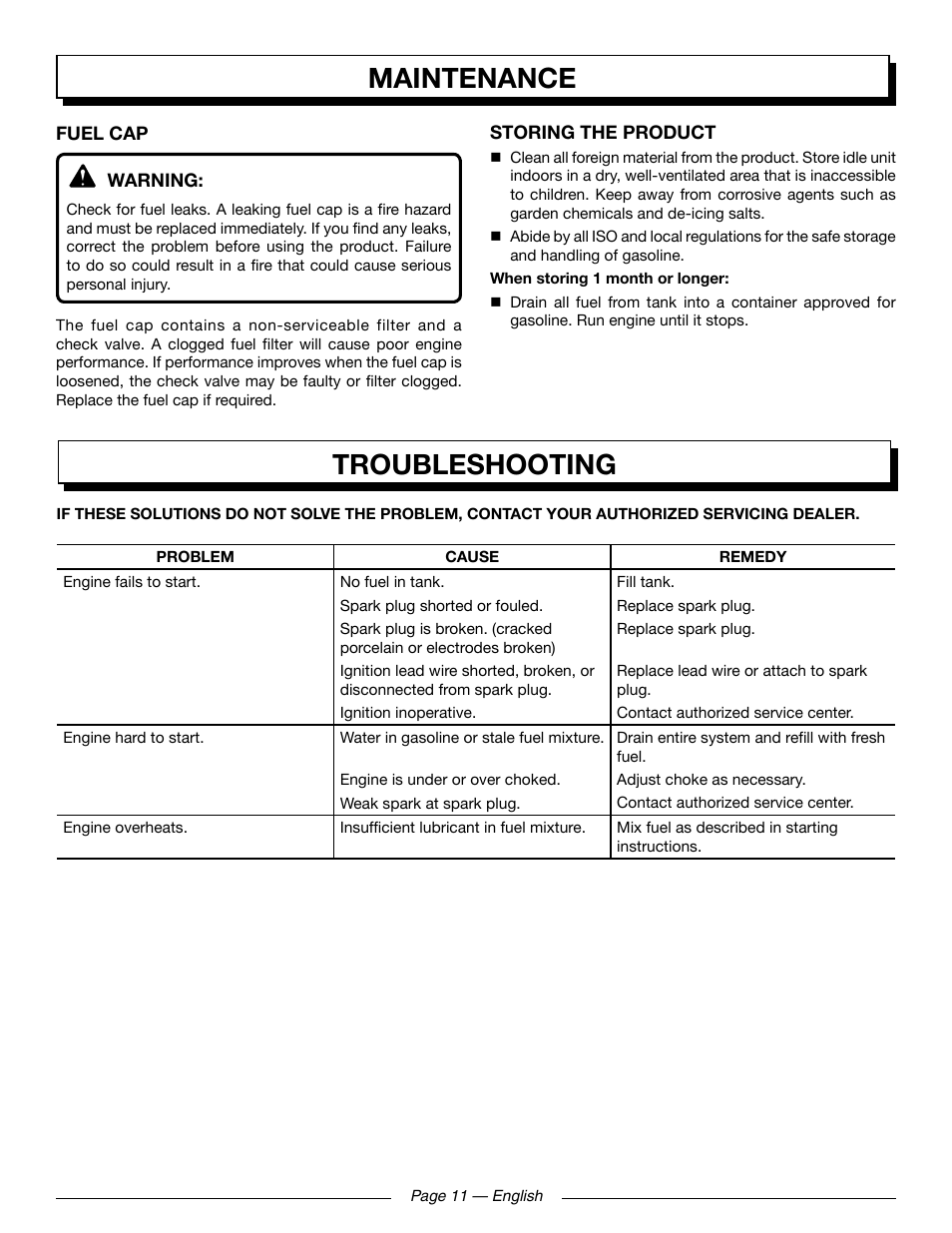 Troubleshooting, Maintenance | Homelite UT09521 User Manual | Page 13 / 42