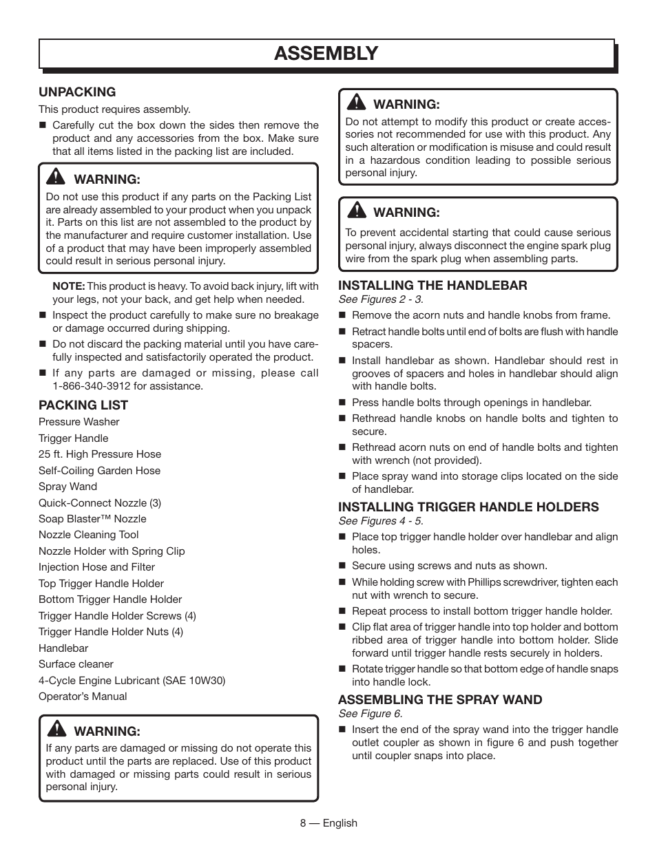 Assembly | Homelite HL80833 User Manual | Page 12 / 52