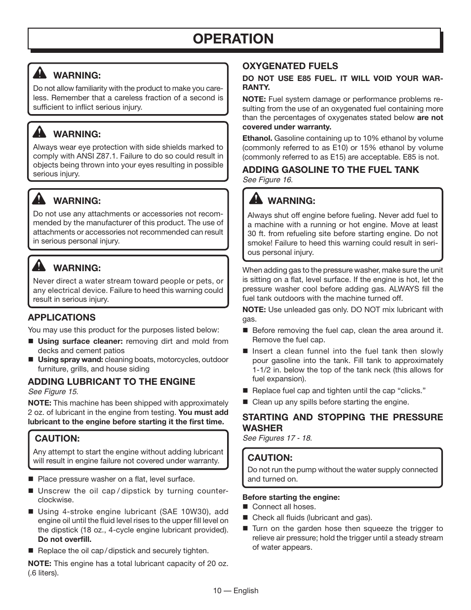 Operation | Homelite HL80833 User Manual | Page 14 / 52