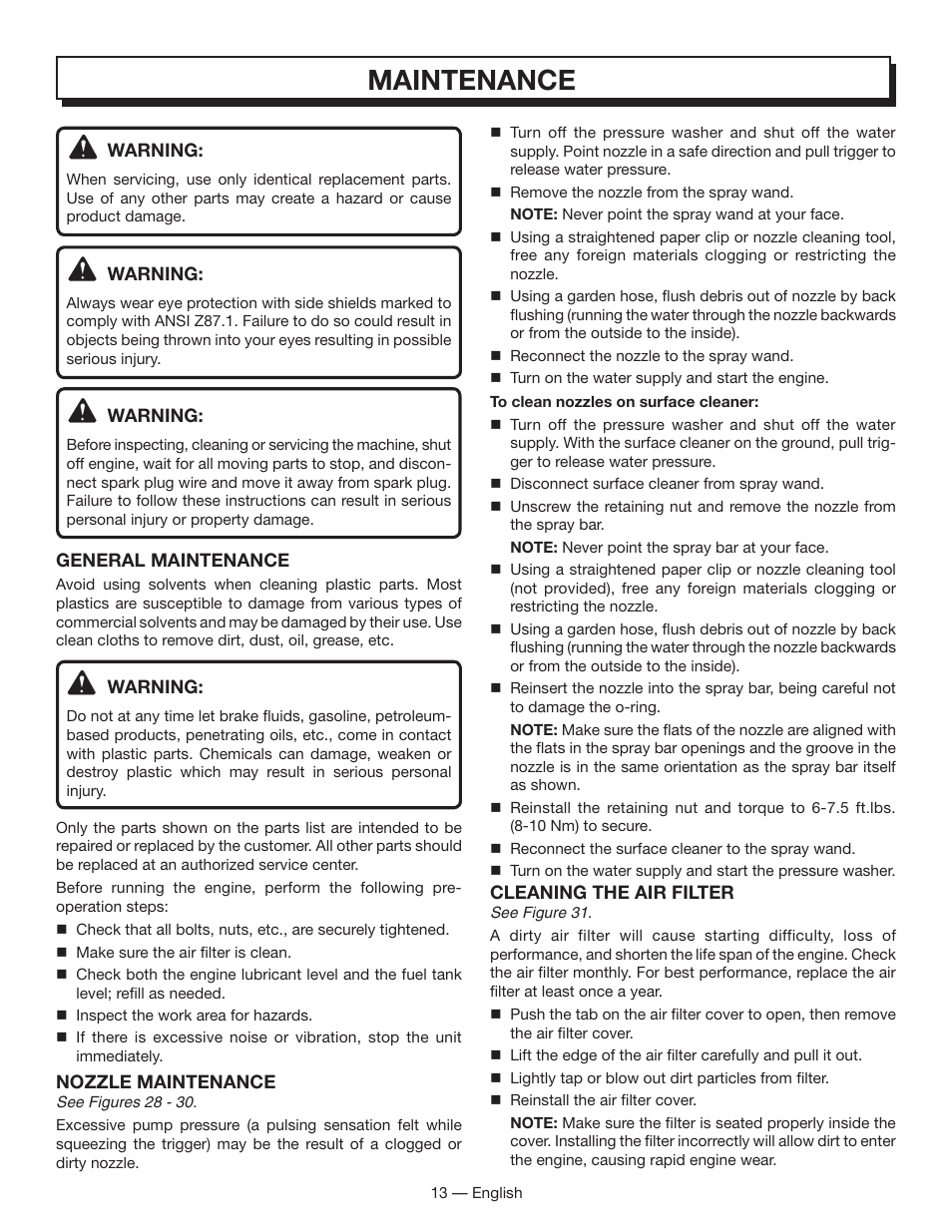 Maintenance | Homelite HL80833 User Manual | Page 17 / 52