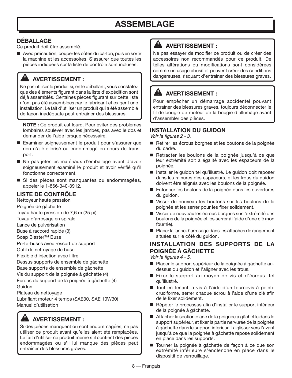 Assemblage | Homelite HL80833 User Manual | Page 27 / 52