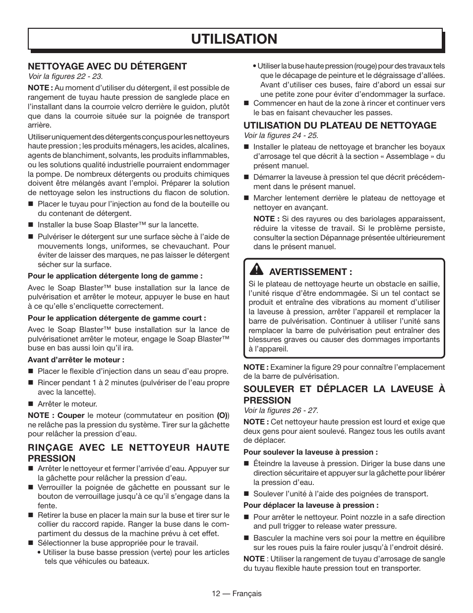 Utilisation | Homelite HL80833 User Manual | Page 31 / 52