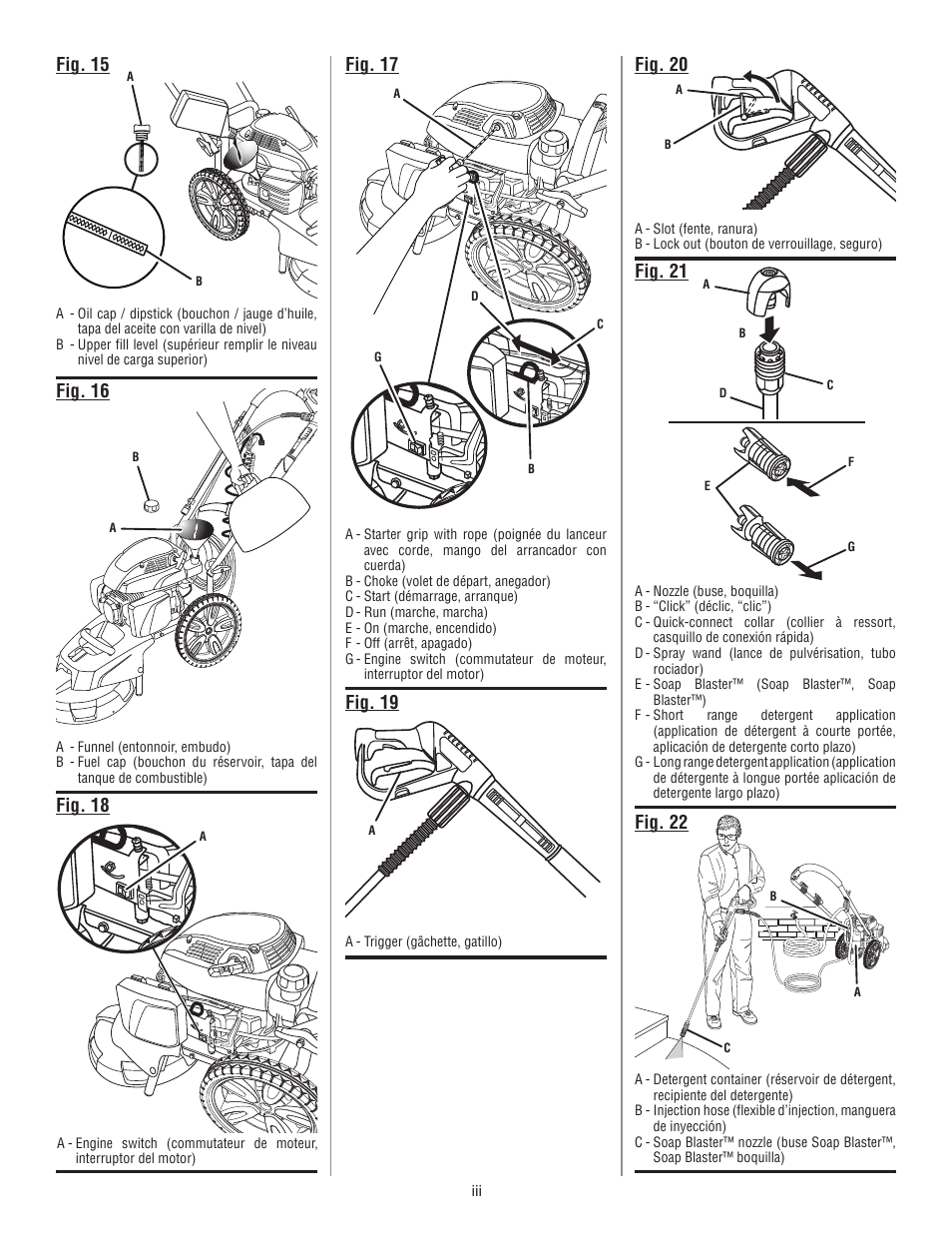 Fig. 18 fig. 19, Fig. 22 | Homelite HL80833 User Manual | Page 4 / 52