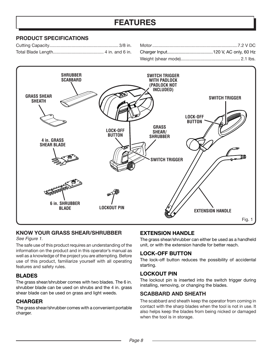 Features | Homelite UT44170 User Manual | Page 8 / 18