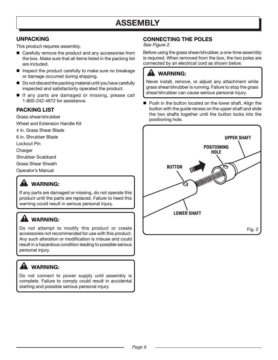 Assembly | Homelite UT44170 User Manual | Page 9 / 18