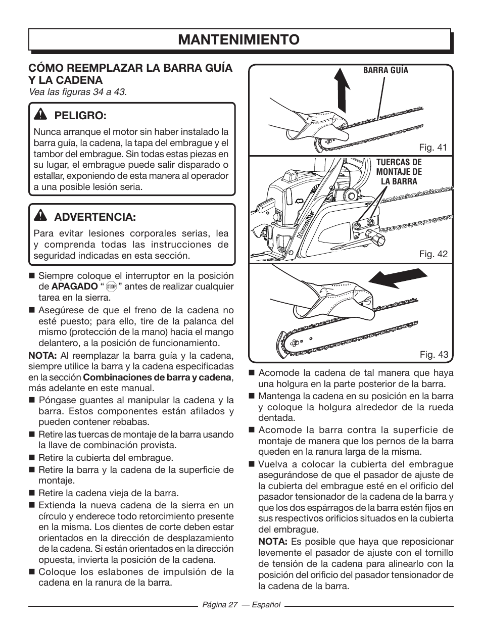 Mantenimiento | Homelite UT10548 User Manual | Page 105 / 120