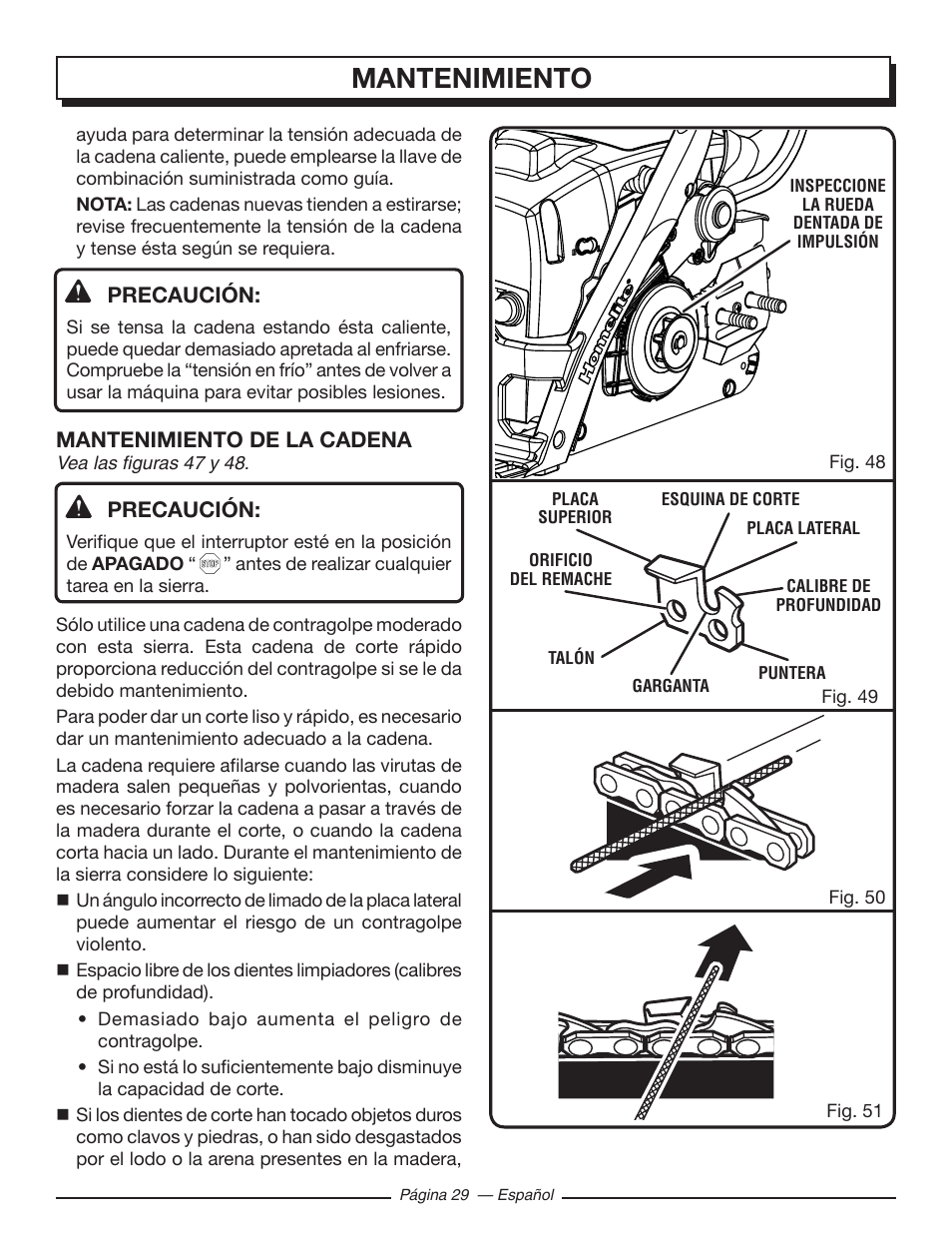 Mantenimiento | Homelite UT10548 User Manual | Page 107 / 120