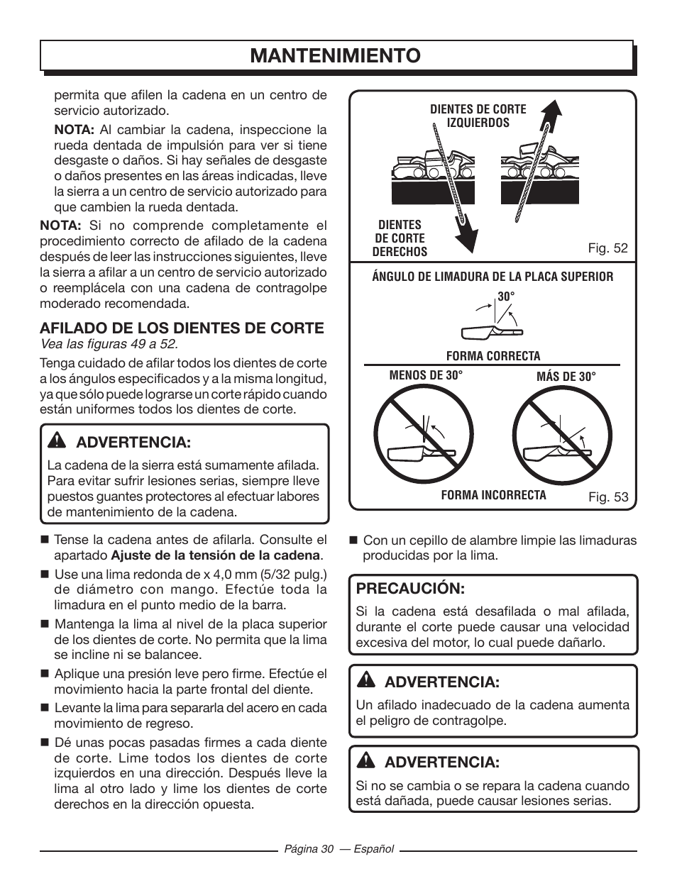 Mantenimiento | Homelite UT10548 User Manual | Page 108 / 120