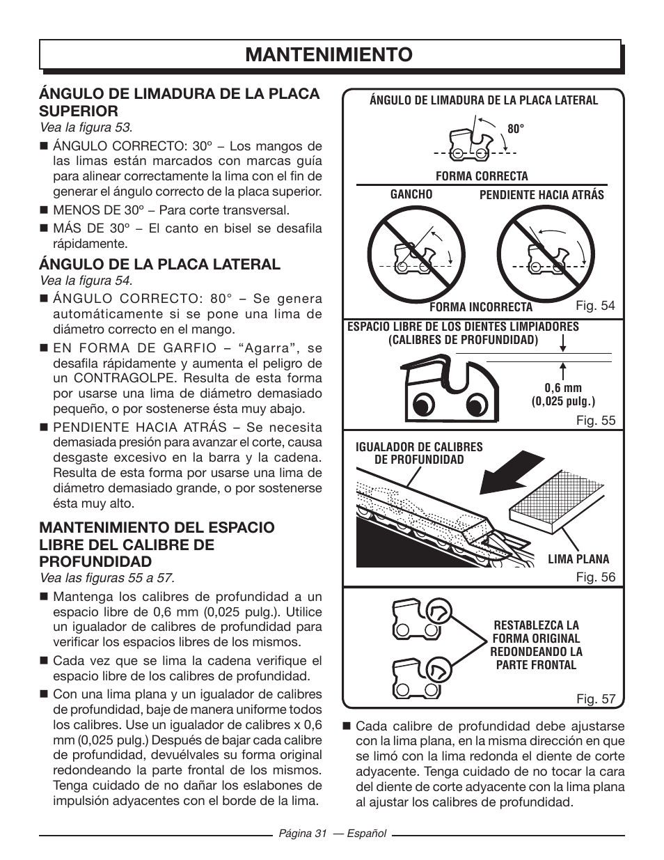 Mantenimiento | Homelite UT10548 User Manual | Page 109 / 120