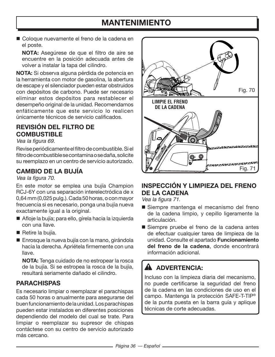 Mantenimiento | Homelite UT10548 User Manual | Page 114 / 120