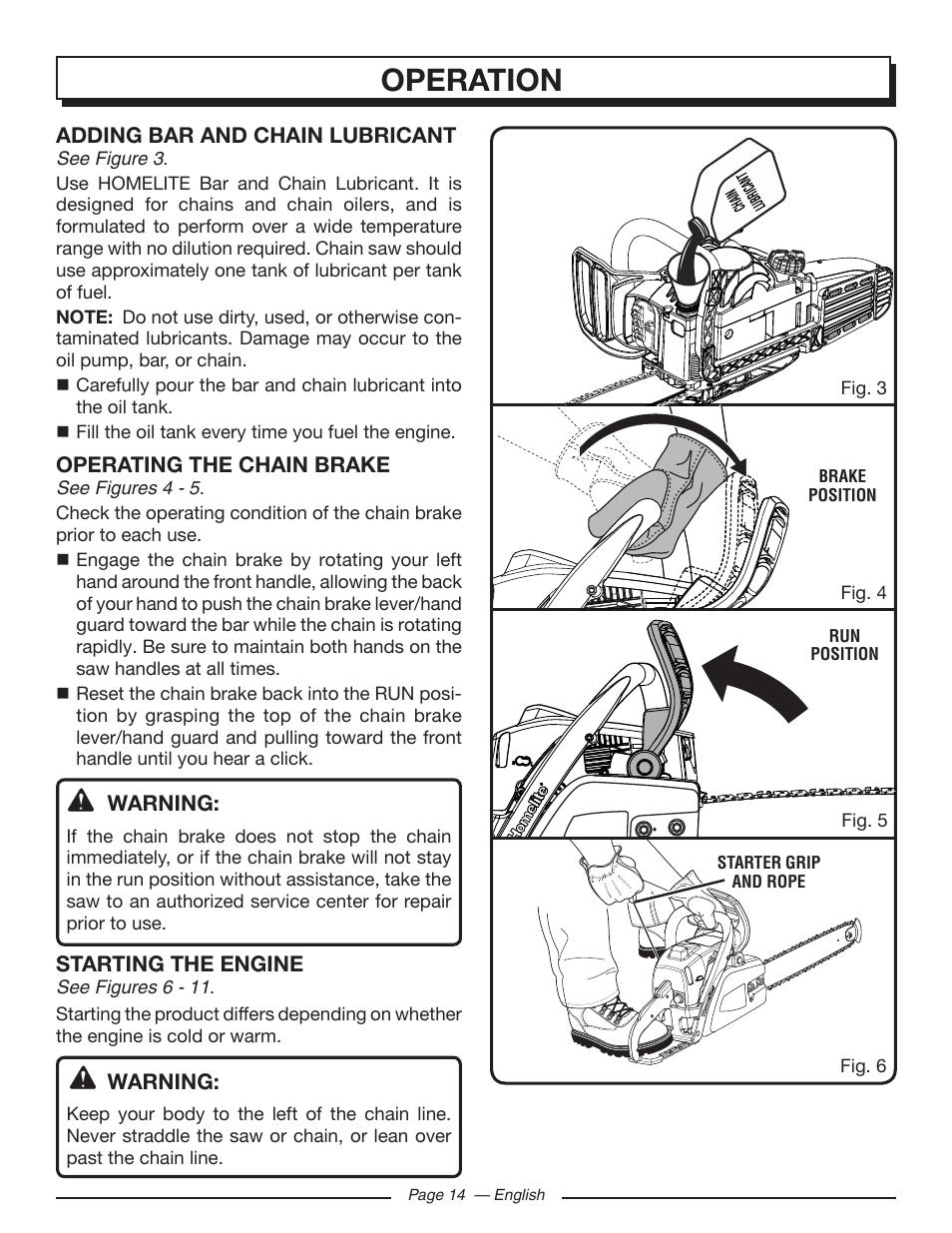 Operation | Homelite UT10548 User Manual | Page 14 / 120