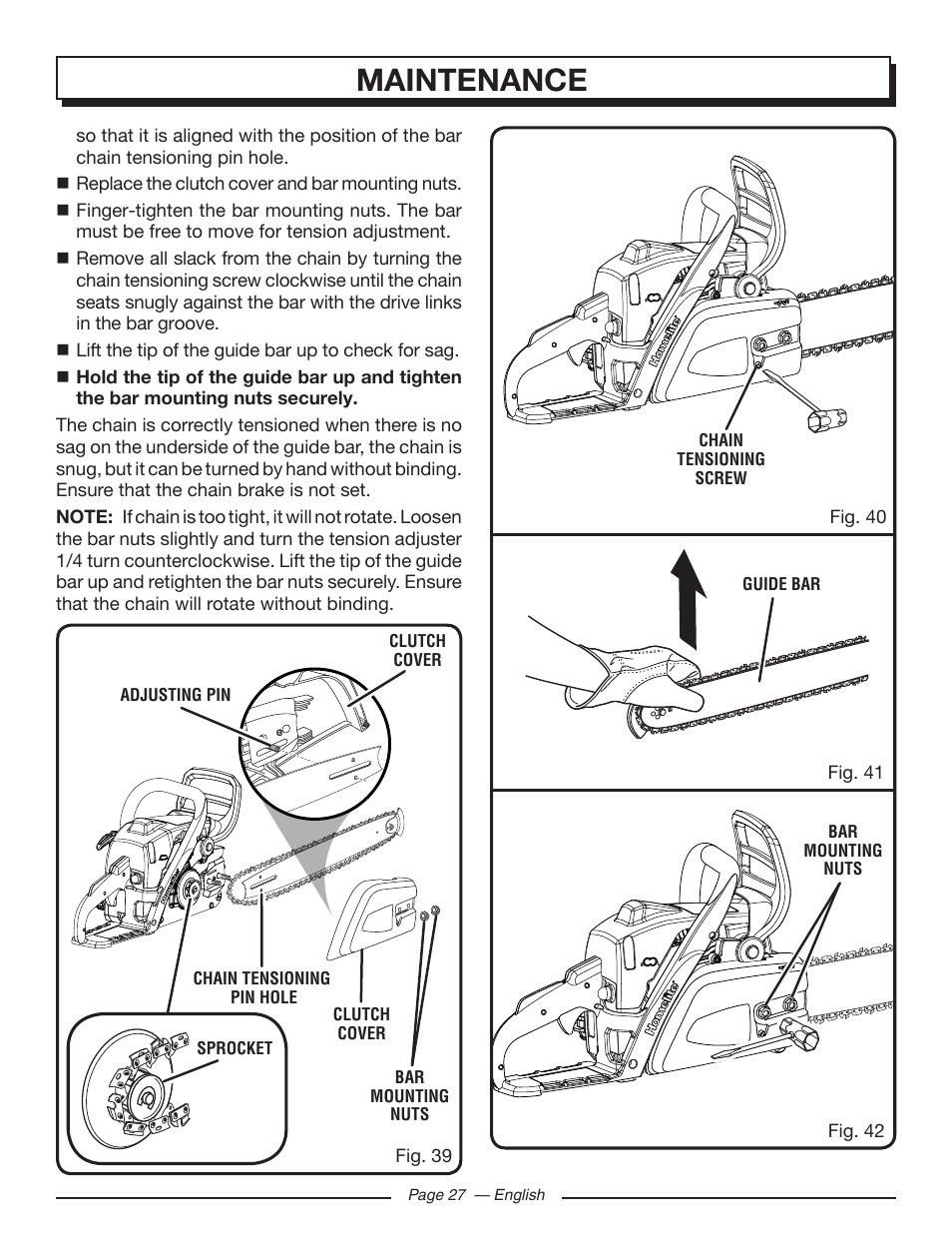 Maintenance | Homelite UT10548 User Manual | Page 27 / 120