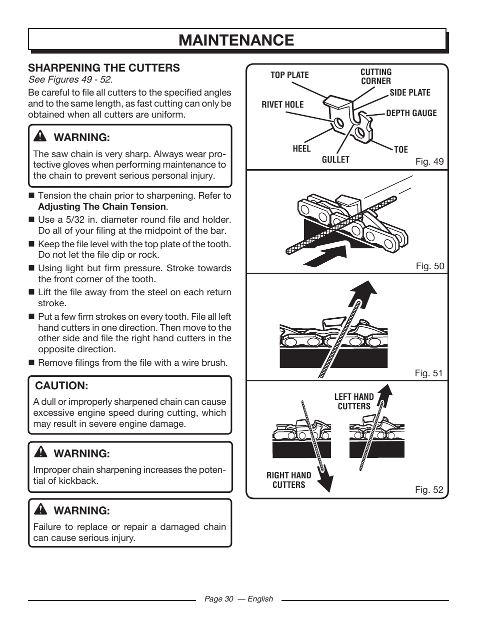 Maintenance | Homelite UT10548 User Manual | Page 30 / 120
