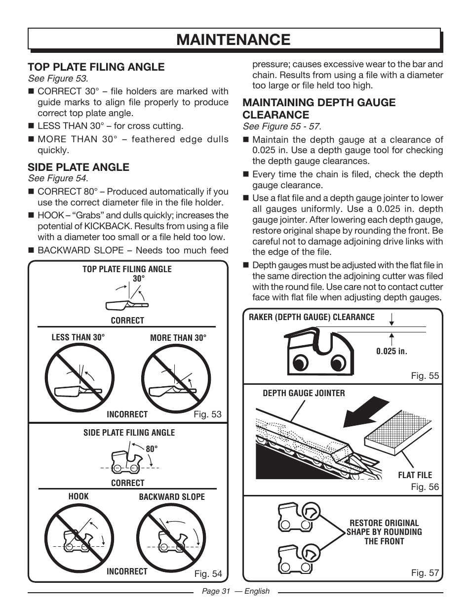 Maintenance | Homelite UT10548 User Manual | Page 31 / 120