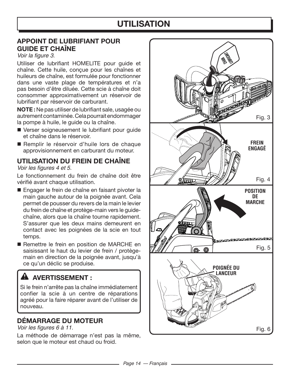 Utilisation | Homelite UT10548 User Manual | Page 53 / 120