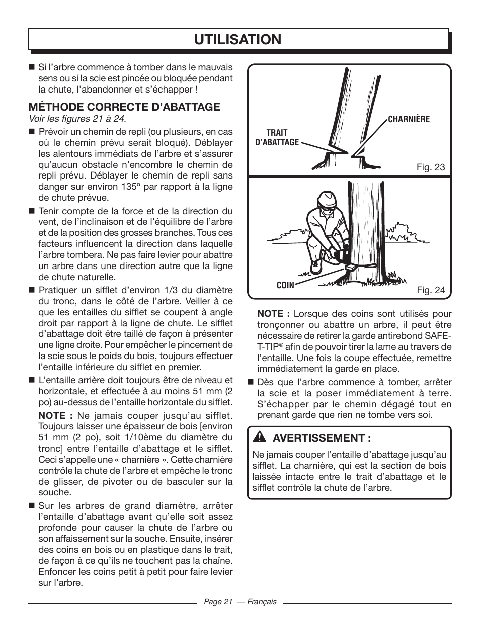 Utilisation | Homelite UT10548 User Manual | Page 60 / 120