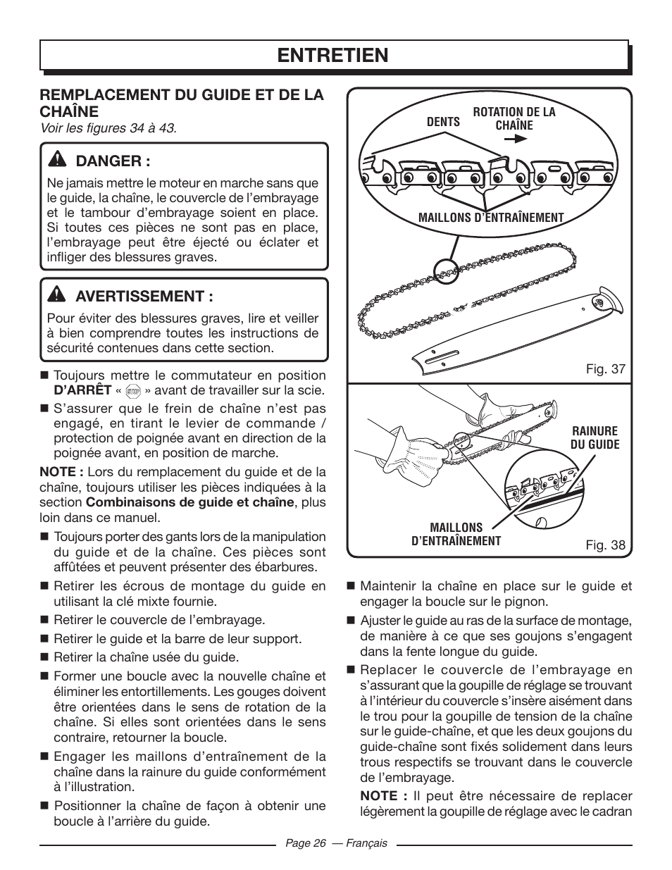 Entretien | Homelite UT10548 User Manual | Page 65 / 120