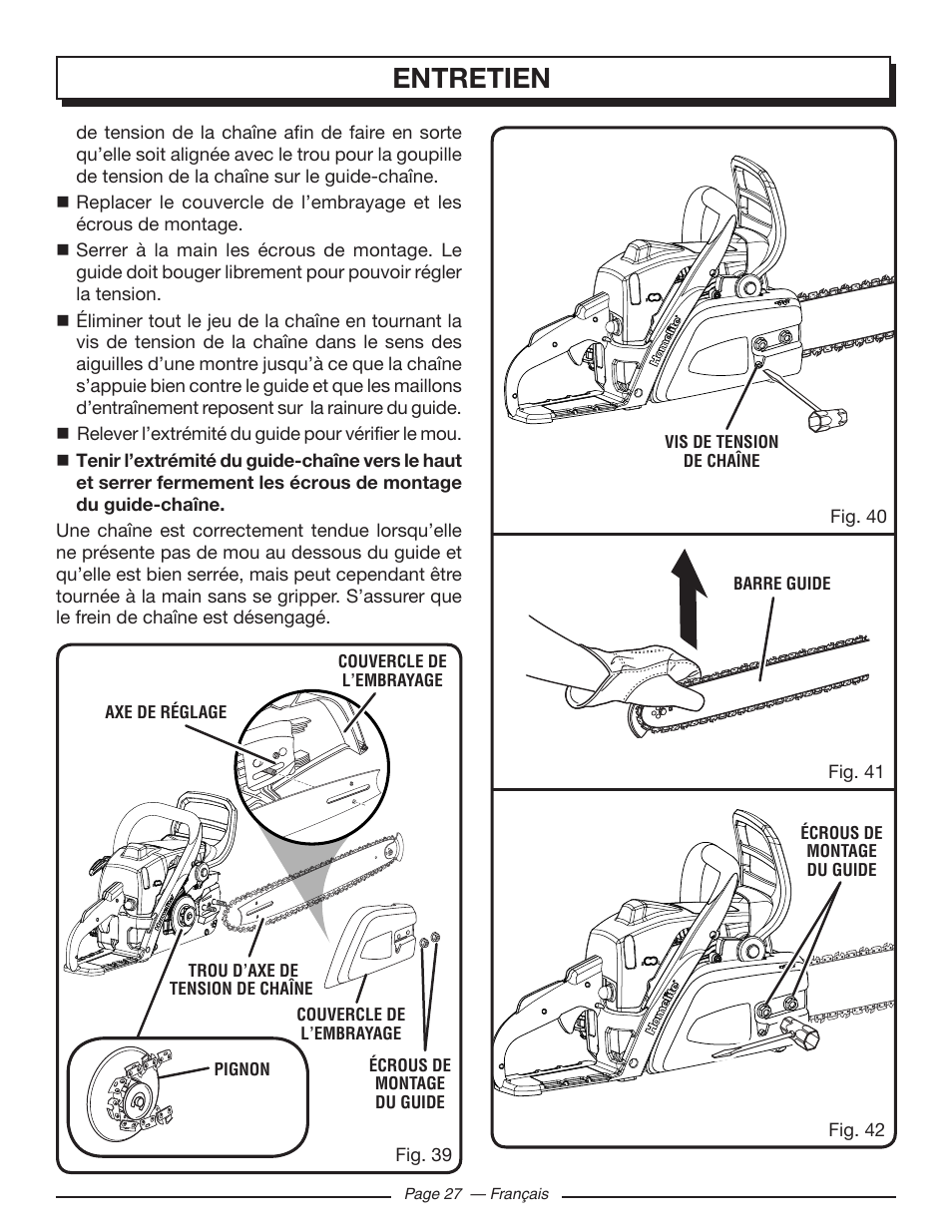 Entretien | Homelite UT10548 User Manual | Page 66 / 120