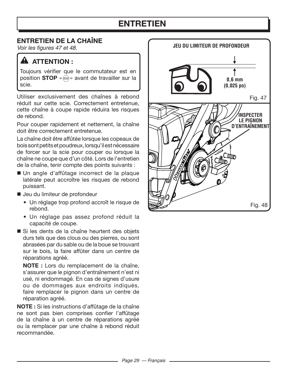 Entretien | Homelite UT10548 User Manual | Page 68 / 120