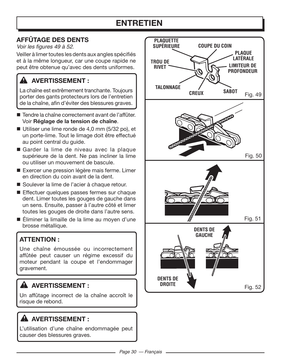 Entretien | Homelite UT10548 User Manual | Page 69 / 120