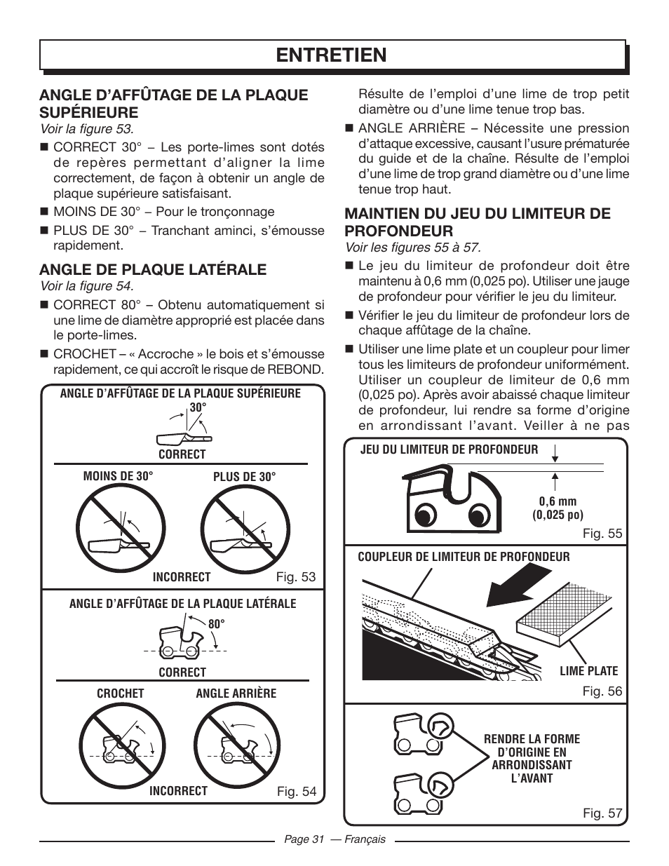 Entretien | Homelite UT10548 User Manual | Page 70 / 120