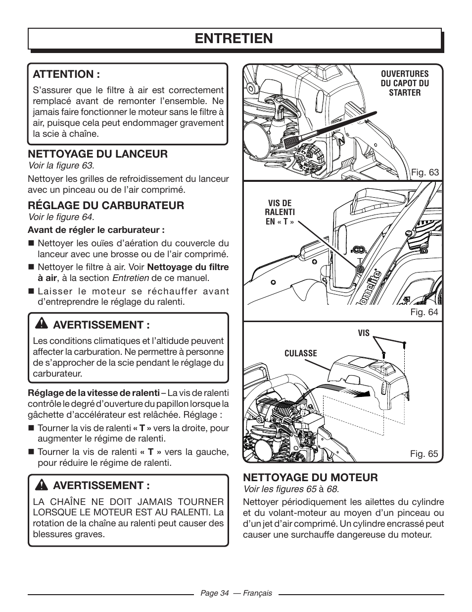 Entretien | Homelite UT10548 User Manual | Page 73 / 120