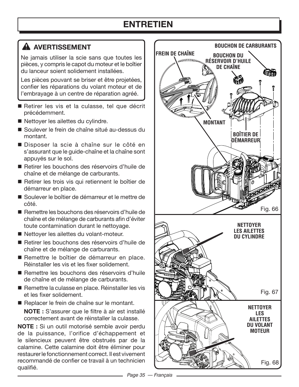 Entretien | Homelite UT10548 User Manual | Page 74 / 120