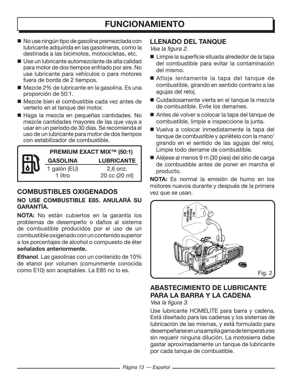 Funcionamiento | Homelite UT10548 User Manual | Page 91 / 120