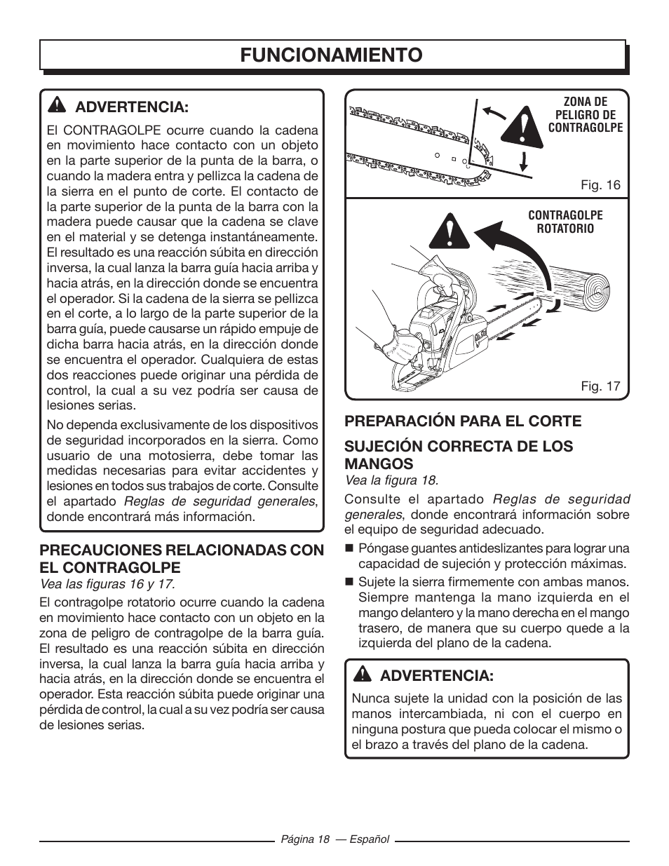 Funcionamiento | Homelite UT10548 User Manual | Page 96 / 120