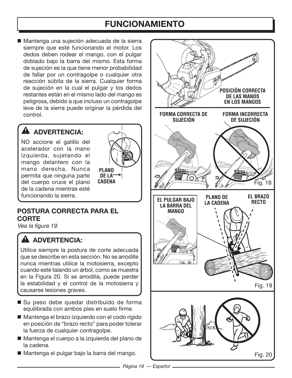Funcionamiento | Homelite UT10548 User Manual | Page 97 / 120