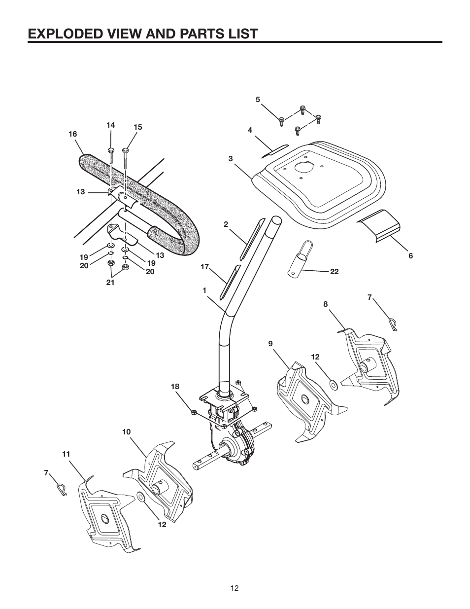 Exploded view and parts list | Homelite Expand-it UT15550B User Manual | Page 12 / 16